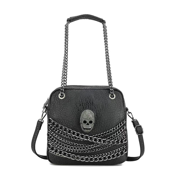 3D Skull Tote Bag , Large Skull Shopper Tote Bag With Chain