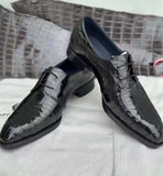 Mens Crocodile Leather Business Lace Up Dress Shoes Black Rossie Viren