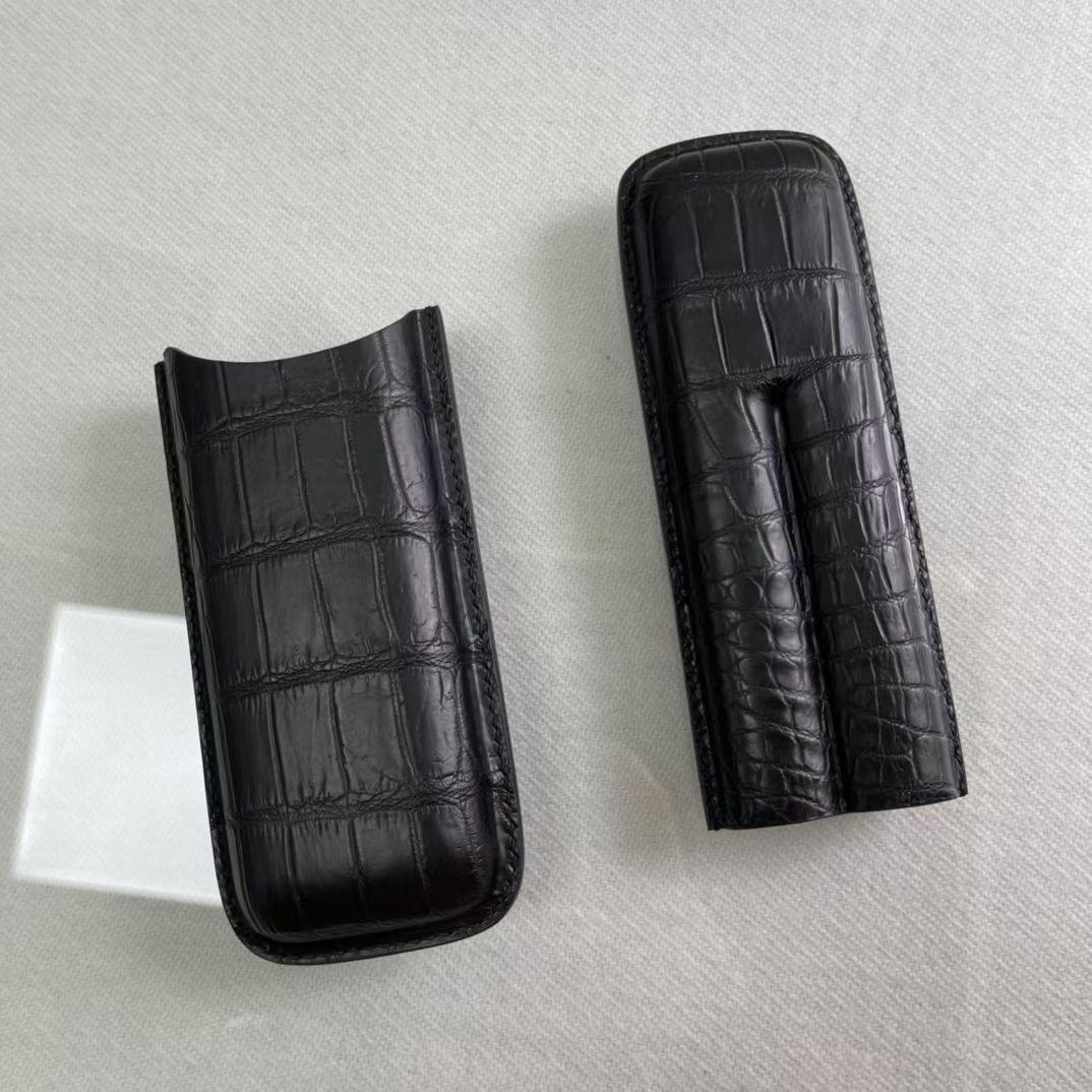 Preorder Genuine Crocodile Leather Cigar Case 2pcs/set Red