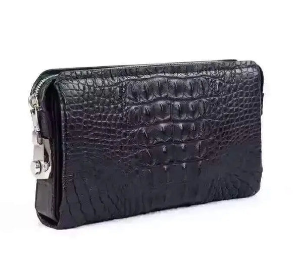 Fashion Genuine Crocodile Leather Mens Clutch  Bag With Password Protection Lock