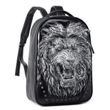 Fashion Unisex Rivets Waterproof 3D Angry Lion Statue Backpack Laptop Computer Knapsack