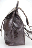 Genuine Crocodile Belly  Leather Backpack Brown