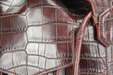 Genuine Crocodile Belly  Leather Backpack Wine Red