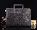 Genuine Crocodile Leather  Sqauare Handle Briefcase For Men