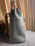 Genuine Crocodile Leather Large Drawstring Backpack Briefcase Light Grey Belly Leather
