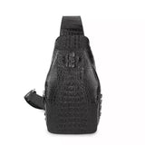 Genuine Crocodile Leather Mens Sling Chest Bag Backpack Black