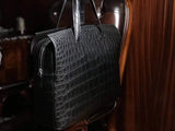 Genuine Crocodile Leather Zip-Top Briefcase