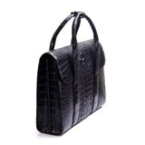 Men's Genuine Crocodile Skin Leather Business Briefcase Bag With Fold over Flap