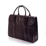 Men's Genuine Crocodile Skin Leather Business Briefcase Bag With Fold over Flap