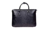Genuine Crocodile Leather Skin Mens Briefcase Laptop Bag Shiny Black