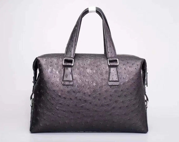 Brown Genuine Ostrich Leather Briefcase Tote Bag