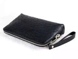 Genuine Ostrich Leather Shell Clutch Bag/Travel Case With Lock  Black For Men