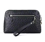 Genuine Ostrich Leather Shell Clutch Bag/Travel Case With Lock  Black For Men