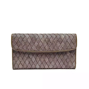 Woven Genuine Stingray Leather Large Flap Wallet For Women