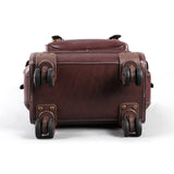 Genuine Vintage Vegetable Tanned Leather Check-In  Carry On Business Rolling Bag Rotate Universal Wheel 23 Inch Leather Business Trolley Bag
