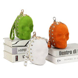 3D Skull Handle Bag ,Mini Skull Bags, Fashion 3D Skull Suede Wrist Handle Bag