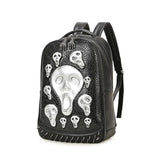 Halloween Backpack 3D Skull Ghost Doodle Morph Backpack Rivets Punk Laptop Computer Bag