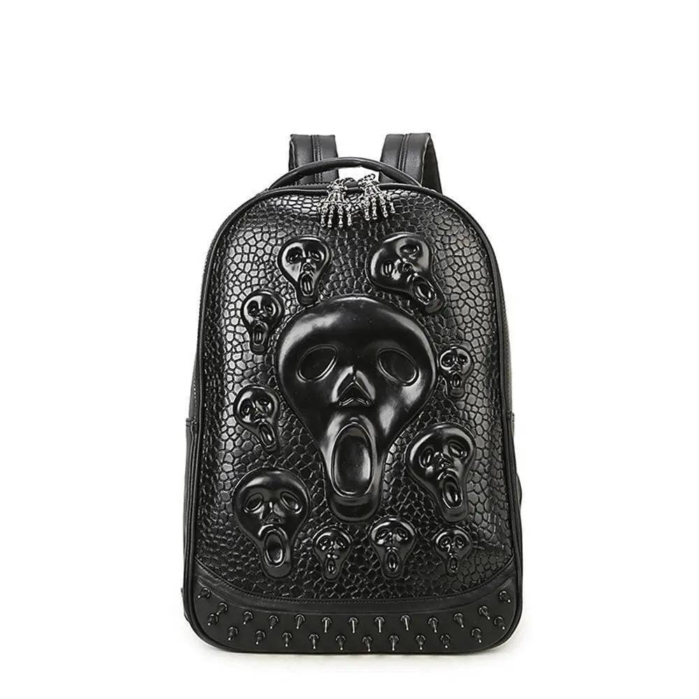 Halloween Backpack 3D Skull Ghost Doodle Morph Backpack Rivets Punk Laptop Computer Bag