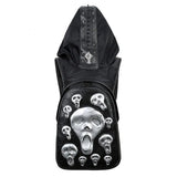 Halloween Backpack 3D Skull Ghost Doodle Morph Backpack Rivets Punk Laptop Computer Bag With Hat