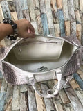 Himalaya White Genuine Crocodile Leather Travel Duffel Bag, Mens Gift Weekend Bag Overnight Sport Gym Carry on Luggage