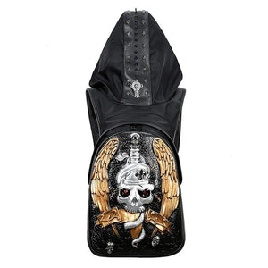 Hoody Hoodie  3D Phantom Ghost Skull Backpack Rivets Laptop Travelling Rucksack Bag with Hat