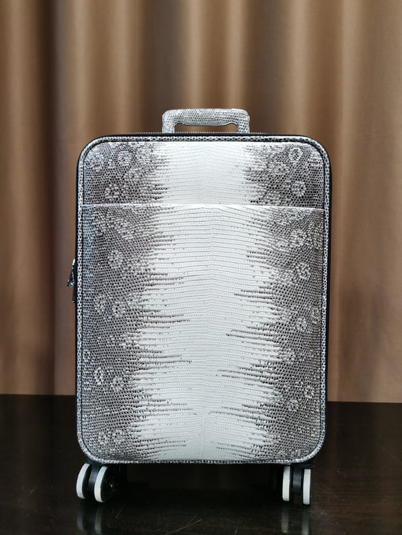 Lizard Leather Trolley/Roll Aboard Suitcase Weekend/Travel Bag Trolley Case Universal Wheels 18-Inch