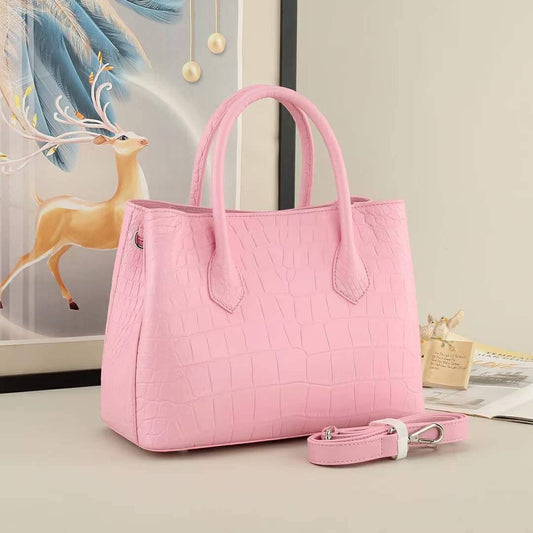 Borsa tote piccola da donna in pelle di coccodrillo con manico superiore
