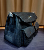 Unisex Crocodile Leather Padlock  Small Messenger Cross Body Shoulder Bag