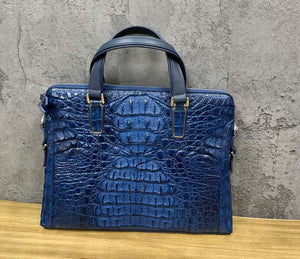 Genuine Crocodile Skin Bone Leather Briefcase 3180 Dark Blue