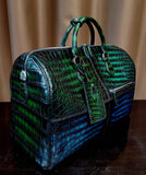Unisex Vintage Green / Blue Color Crocodile Leather Travel Duffel Bag