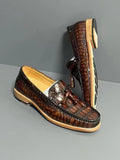 Crocodile Shoes Vintage Genuine Crocodile Skin Leather Classic Fashion Slip On Driving Loafers