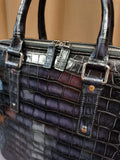 Vintage Crocodile Leather Top Handle Tote Cross Body Handle Bag