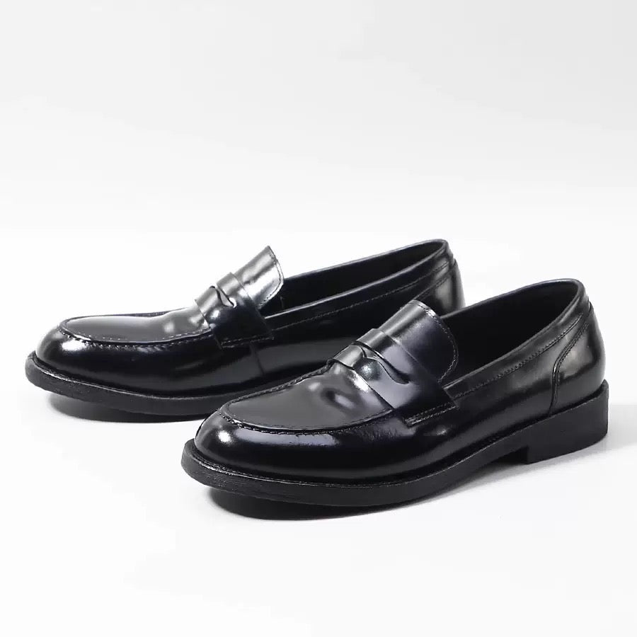 Genuine Shell Cordovan Leather Loafer Round Toe Shoes