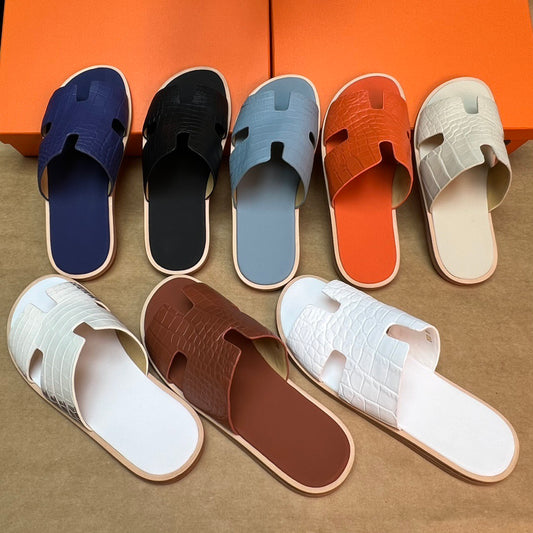 Pantofole da uomo, pantofole in pelle di coccodrillo