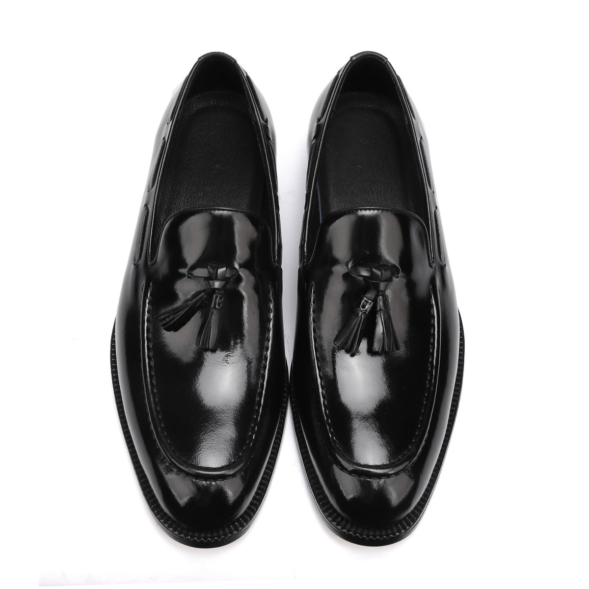 Preorder Genuine Shell Cordovan Leather Loafer Shoes With Tassle Dark Blue