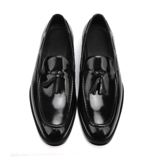 Preorder Genuine Shell Cordovan Leather Loafer Shoes With Tassle Dark Blue