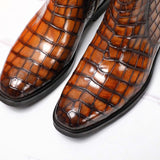 Men's Crocodile Leather Side Zipper Chelsea Boots
