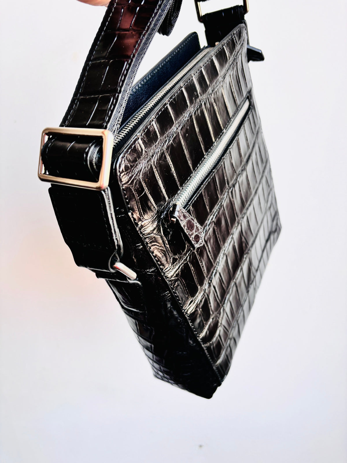 Crocodile Skin Leather Cross Body Bag