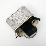 Womens  Python Leather Top Handle Cosmetic Cross Body Bag