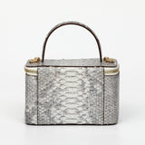 Womens  Python Leather Top Handle Cosmetic Cross Body Bag