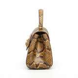 Womens Python Leather Mini Top Handle Cross Body Bag