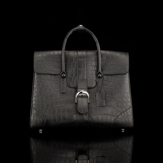 Crocodile Leather Briefcase Black
