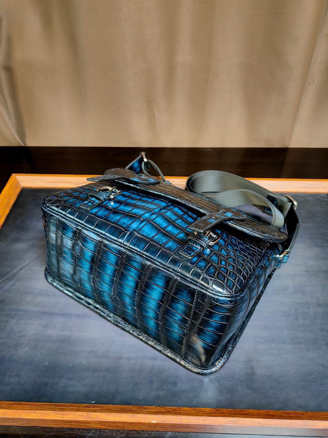 Vintage Crocodile Leather Postman Bag