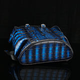 Crocodile Leather Travel Backpack Vintage Blue Rossie Viren