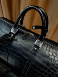 Crocodile Leather Large Travel Duffle Bags Black