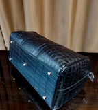 Crocodile Leather Large Travel Duffle Bags Black