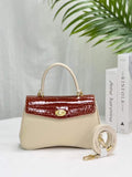 Womens Top Handle Bag Togo Leather  / Shiny Wine Red Crocodile Skin Leather Gold Hardware Rossie Viren