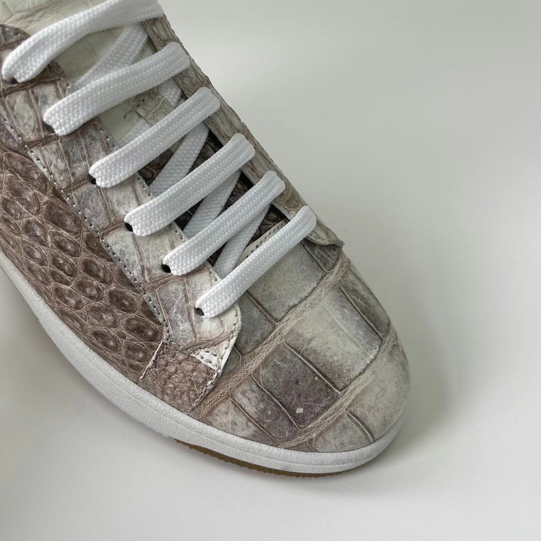 Men's Himalayan White Crocodile Leather Casual Sneakers 2950