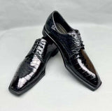 Men's Crocodile Leather Lace-up Dress Shoes Square Toe Black Business Mens Shoes Free Shipping Size38-44 Rossie Viren