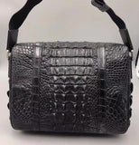Genuine Crocodile Leather  Messenger Shoulder Bag Black